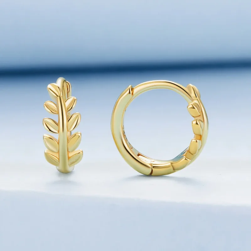 (slika za) Obročasti uhani v slogu Pandora Leaves - BSE500-B - Ogled 2