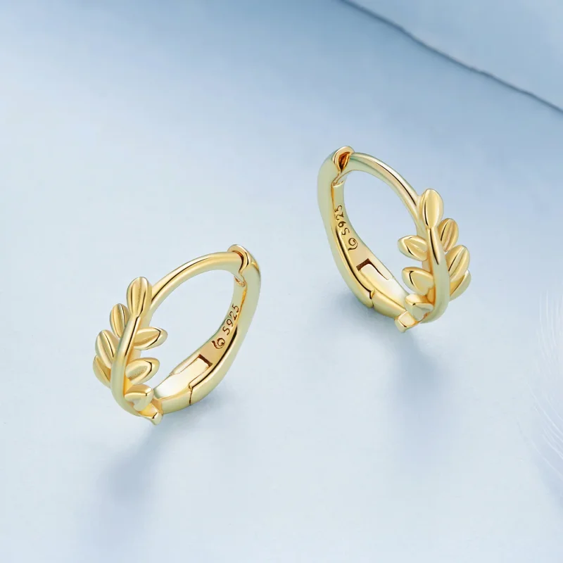 (slika za) Obročasti uhani v slogu Pandora Leaves - BSE500-B - Ogled 3