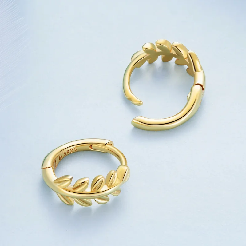 (slika za) Obročasti uhani v slogu Pandora Leaves - BSE500-B - Ogled 4