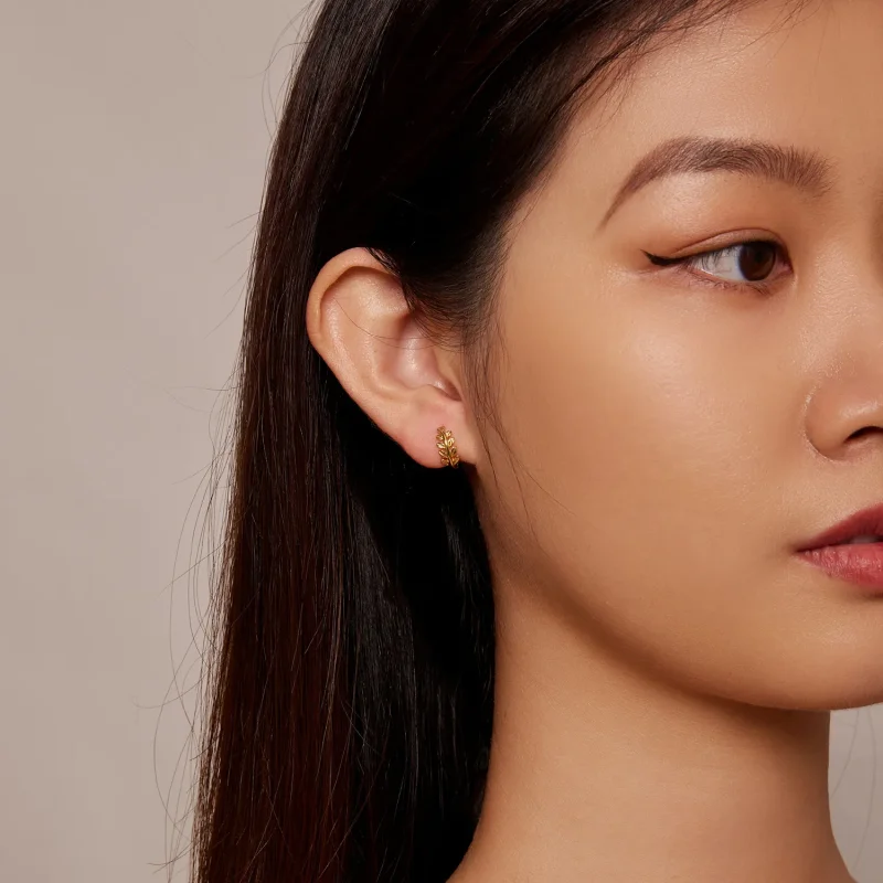 (slika za) Obročasti uhani v slogu Pandora Leaves - BSE500-B - Ogled 7