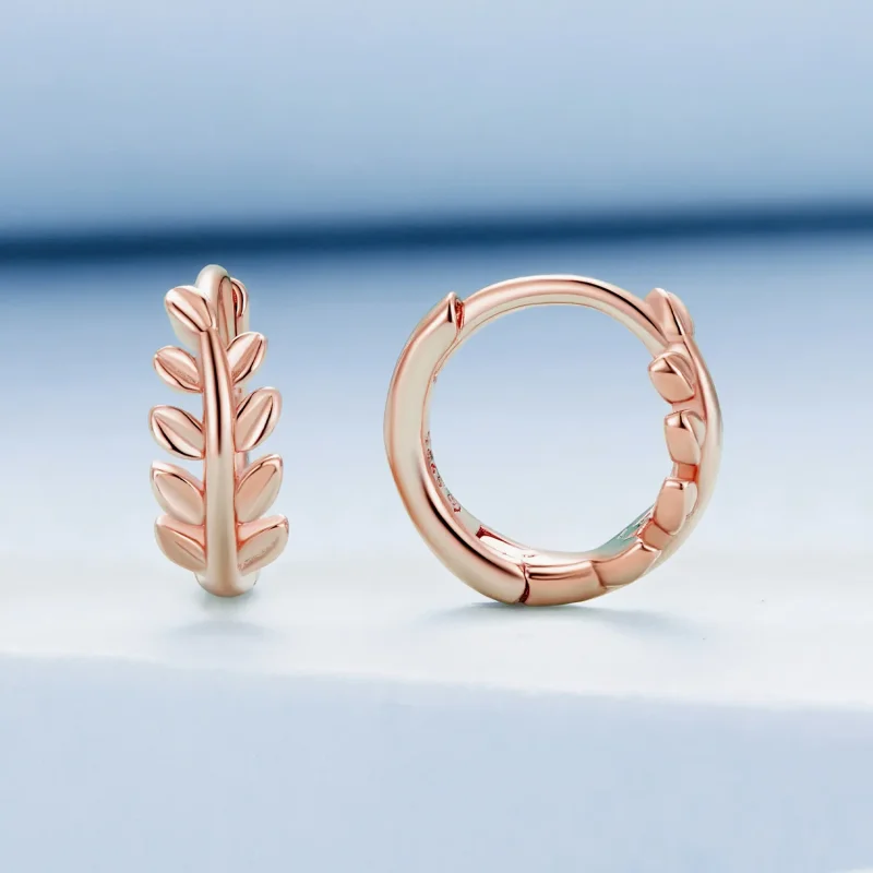 (slika za) Obročasti uhani v slogu Pandora Leaves - BSE500-C - Ogled 2