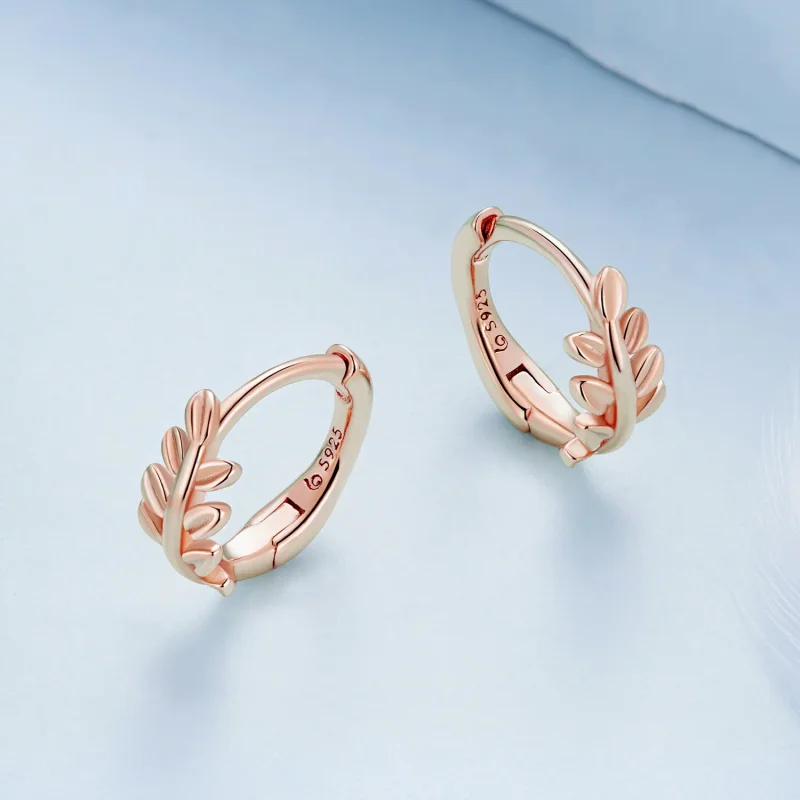 (slika za) Obročasti uhani v slogu Pandora Leaves - BSE500-C - Ogled 3