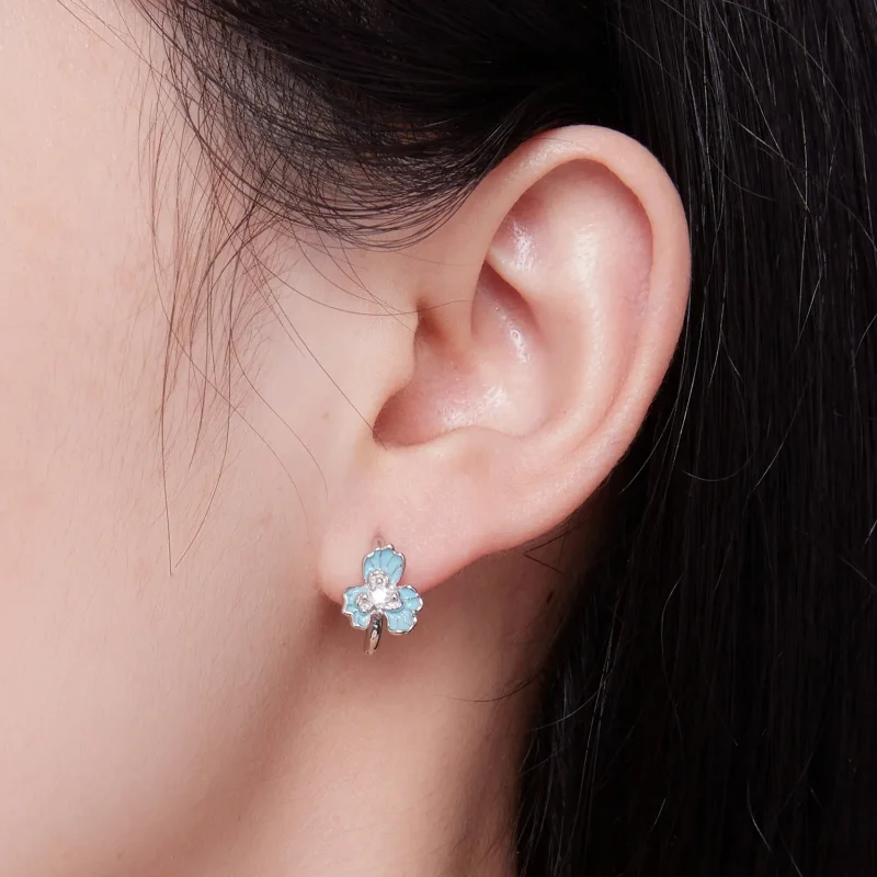 (slika za) Obročasti uhani z modrim irisom v slogu Pandora - BSE843 - Ogled 6