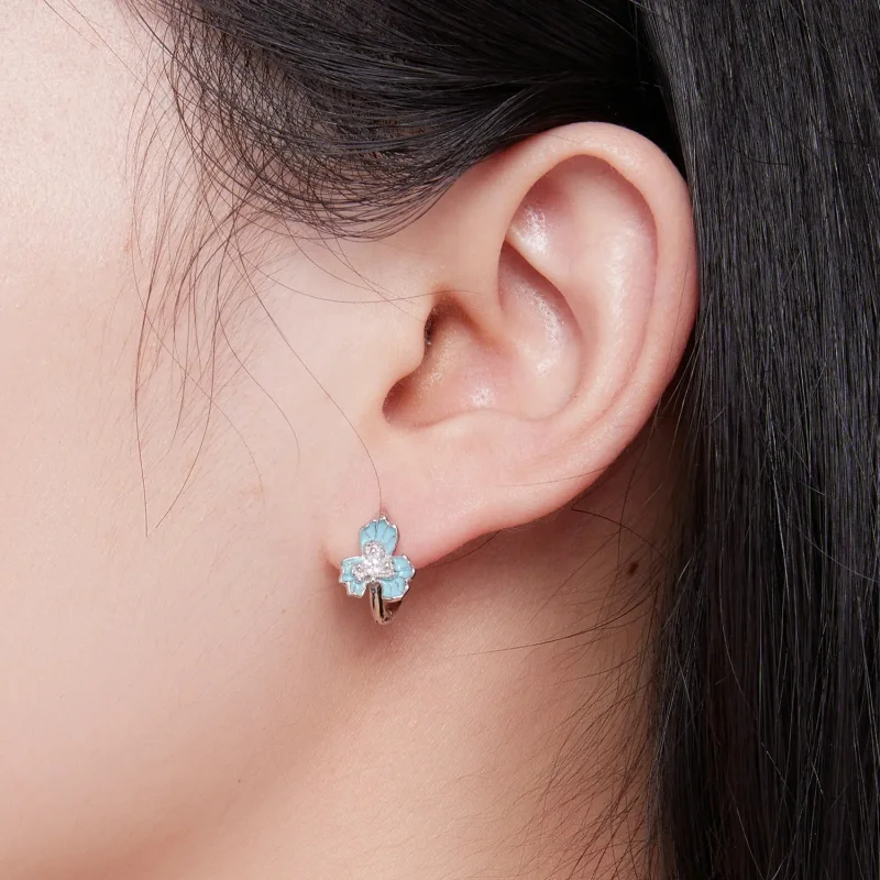 (slika za) Obročasti uhani z modrim irisom v slogu Pandora - BSE843 - Ogled 7