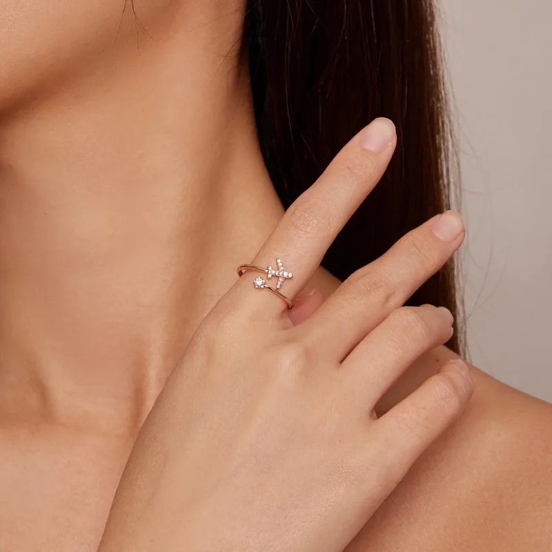 (slika za) Odprt prstan iz rožnatega zlata v stilu Pandora - SCR623-C - Ogled 4