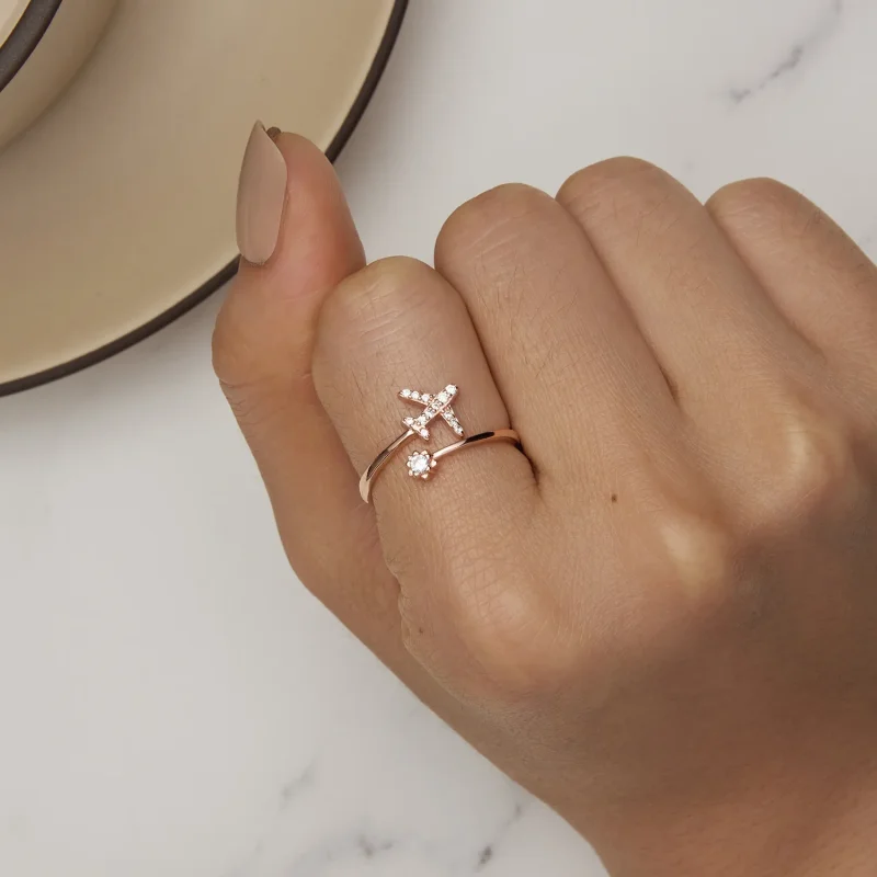 (slika za) Odprt prstan iz rožnatega zlata v stilu Pandora - SCR623-C - Ogled 6