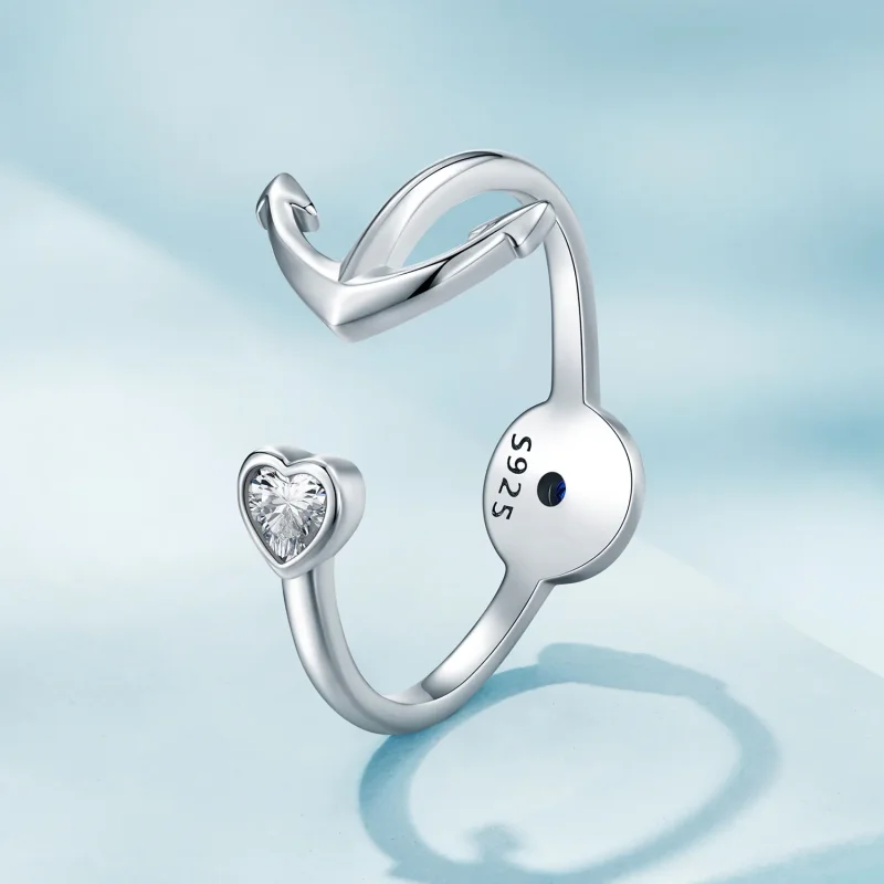 (slika za) Odprt prstan s sidrnim kompasom v slogu Pandora - SCR935 - Ogled 2