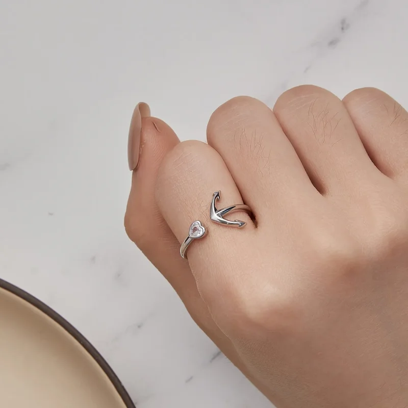 (slika za) Odprt prstan s sidrnim kompasom v slogu Pandora - SCR935 - Ogled 8