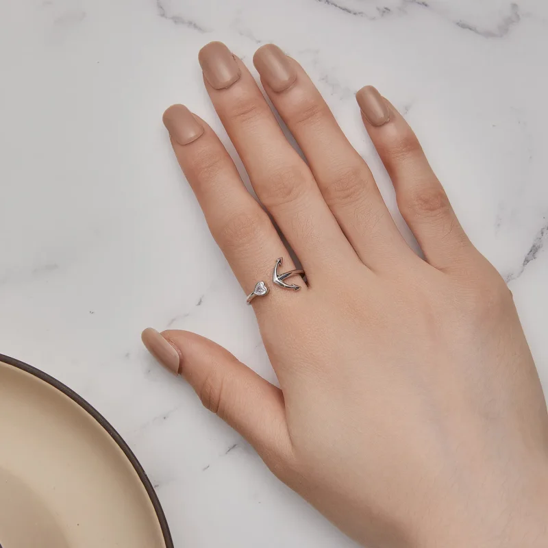 (slika za) Odprt prstan s sidrnim kompasom v slogu Pandora - SCR935 - Ogled 9