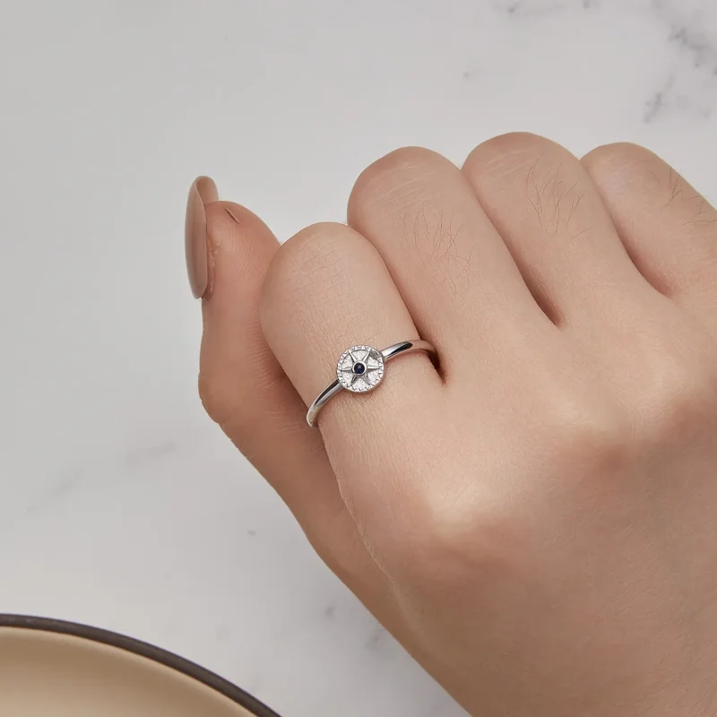 (slika za) Odprt prstan s sidrnim kompasom v slogu Pandora - SCR935 - Ogled 10