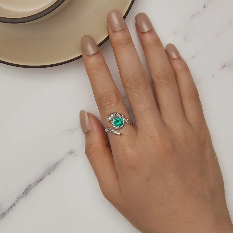 (slika za) Odprt prstan s kačo v stilu Pandora - BSR441 - Ogled 5