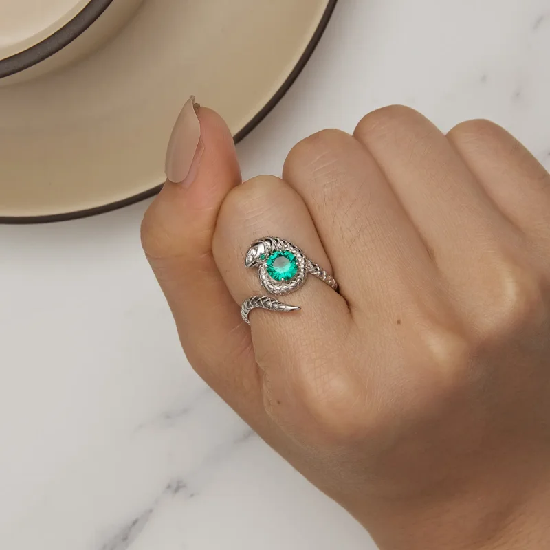 (slika za) Odprt prstan s kačo v stilu Pandora - BSR441 - Ogled 6