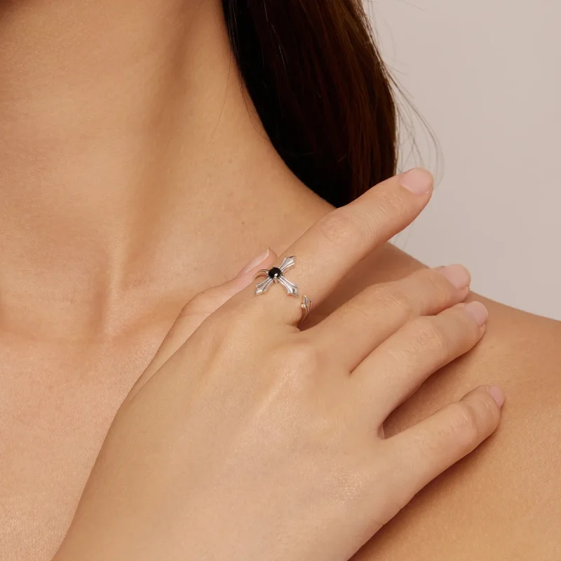 (slika za) Odprt prstan s križem v stilu Pandora - SCR939 - Ogled 4