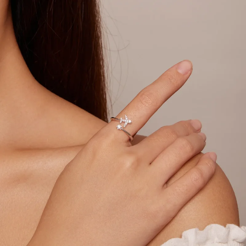 (slika za) Odprt prstan z letalom v stilu Pandora - SCR623-A - Ogled 2