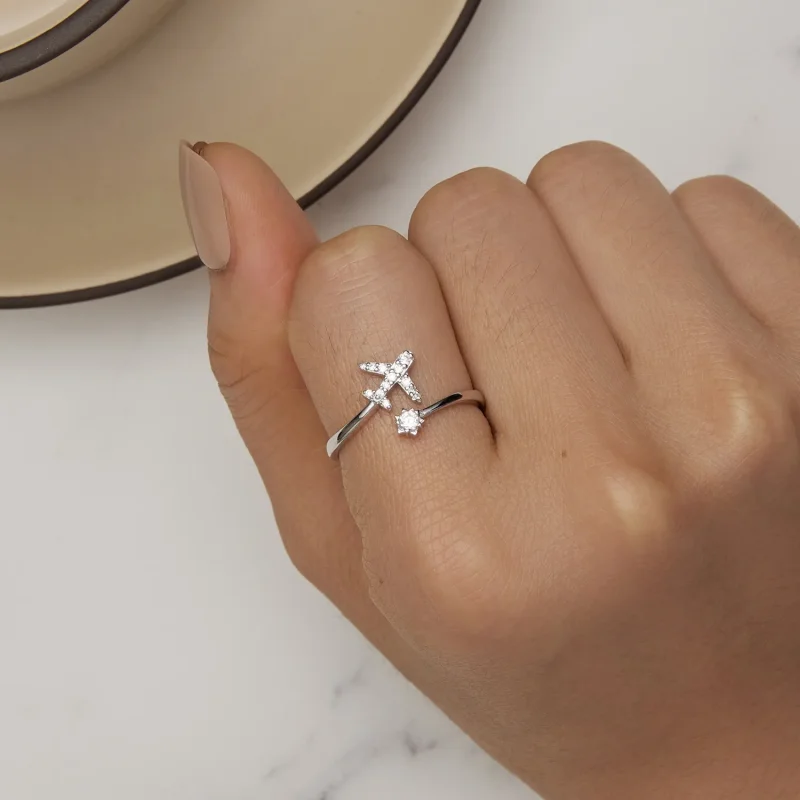 (slika za) Odprt prstan z letalom v stilu Pandora - SCR623-A - Ogled 4