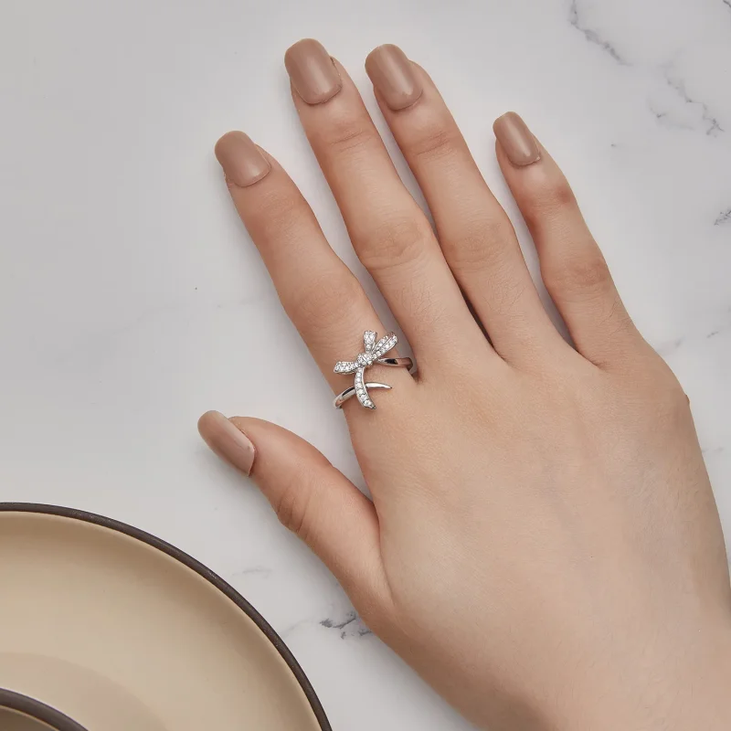 (slika za) Odprt prstan z metuljčkom v stilu Pandora - BSR435 - Ogled 5