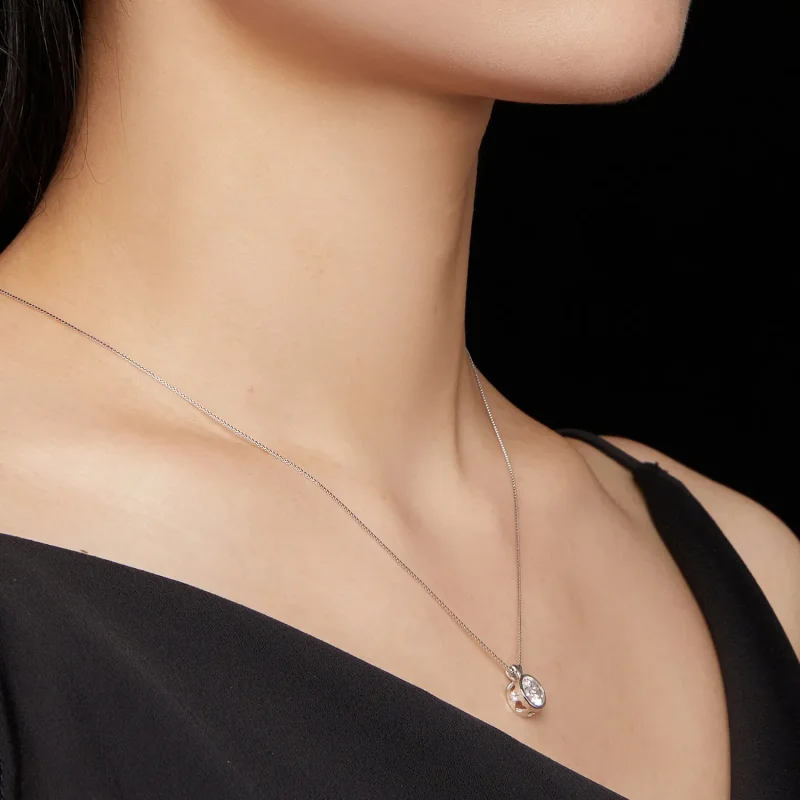 (slika za) Ogrlica v slogu Pandora z 1 karatnim moissanitom - MSN013 - Ogled 7