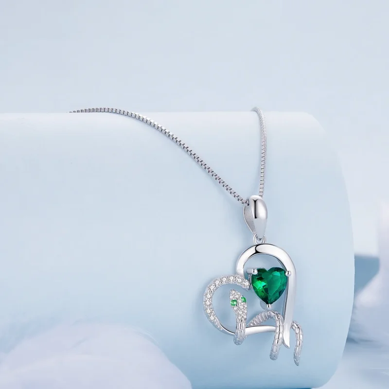 (slika za) Ogrlica v slogu Pandora z izvrstno obliko kačjega srca - BSN327 - Ogled 2