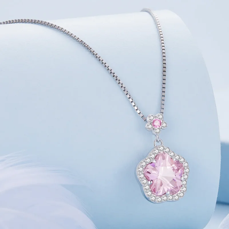 (slika za) Ogrlica v slogu Pandora z majhno rožo - BSN329 - Ogled 2