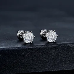 Pandora Style Enokaratni uhani s štirimi kremplji iz moissanita - MSE004-L