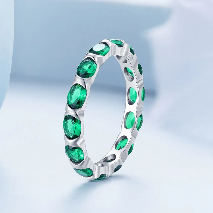 Pandora Style Full Pave Green spinel prstan - BSR432