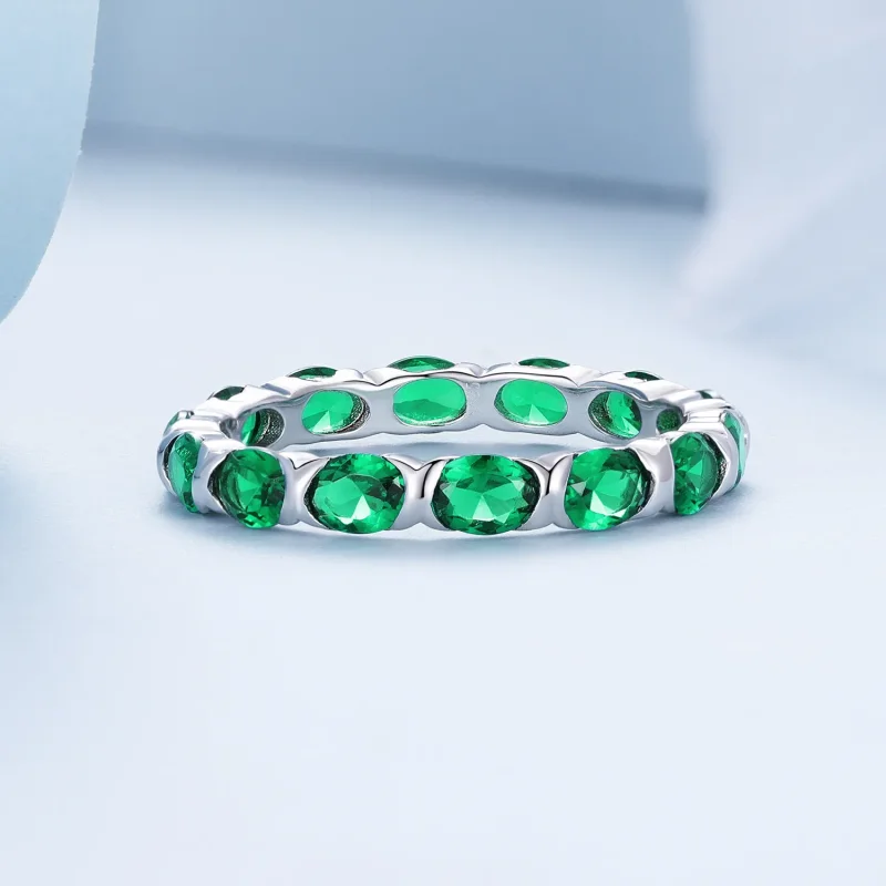 (slika za) Pandora Style Full Pave Green spinel prstan - BSR432 - Ogled 3