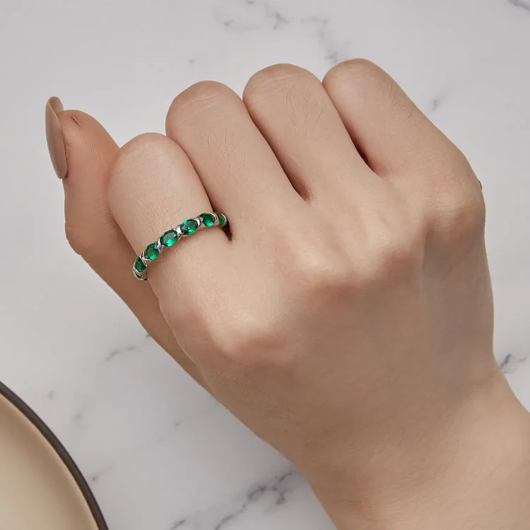 Pandora Style Full Pave Green spinel prstan - BSR432
