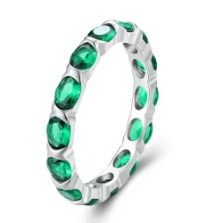 Pandora Style Full Pave Green spinel prstan - BSR432