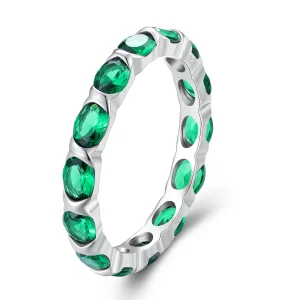 (slika za) Pandora Style Full Pave Green spinel prstan - BSR432