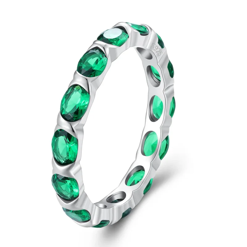 (slika za) Pandora Style Full Pave Green spinel prstan - BSR432 - Slika izdelka