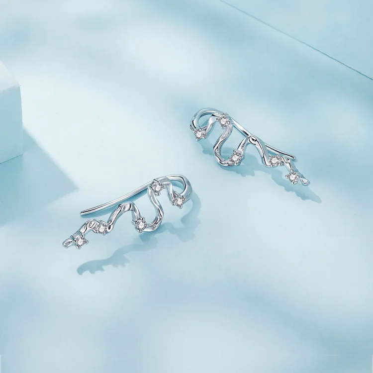 Pandora Style Texture Lines Stud Uhani - SCE1599