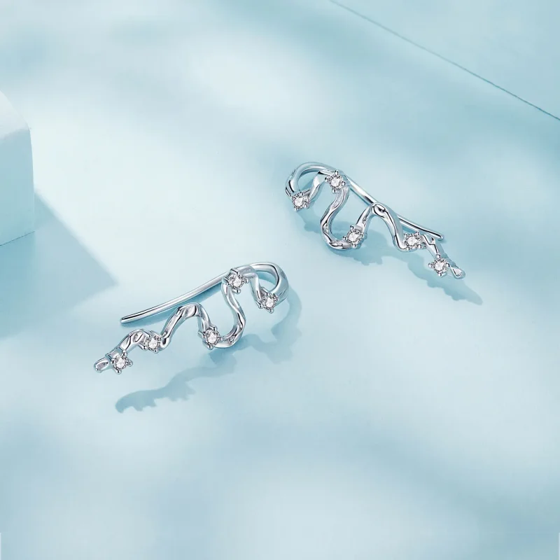 (slika za) Pandora Style Texture Lines Stud Uhani - SCE1599 - Ogled 4