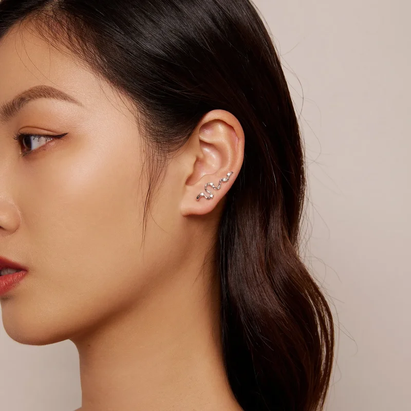 (slika za) Pandora Style Texture Lines Stud Uhani - SCE1599 - Ogled 5