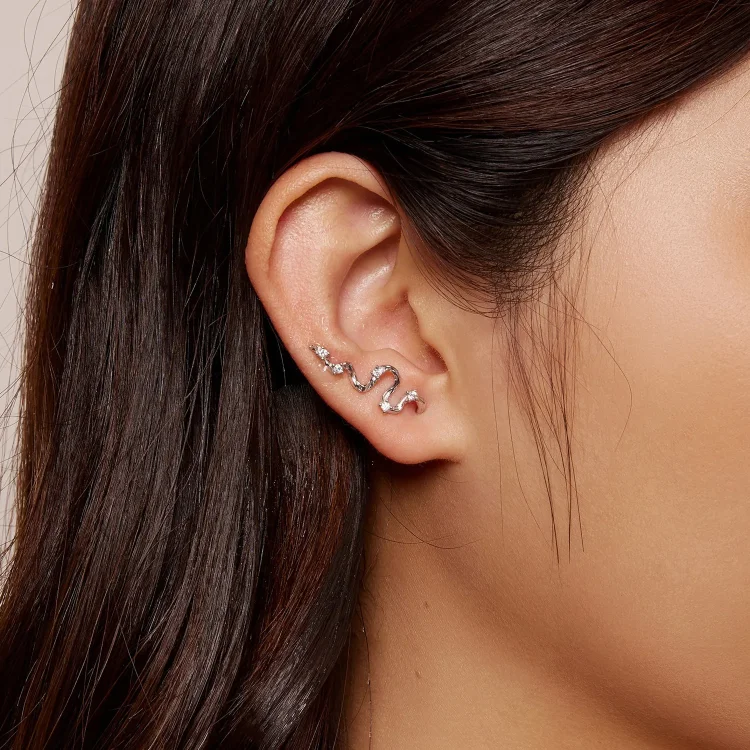 Pandora Style Texture Lines Stud Uhani - SCE1599