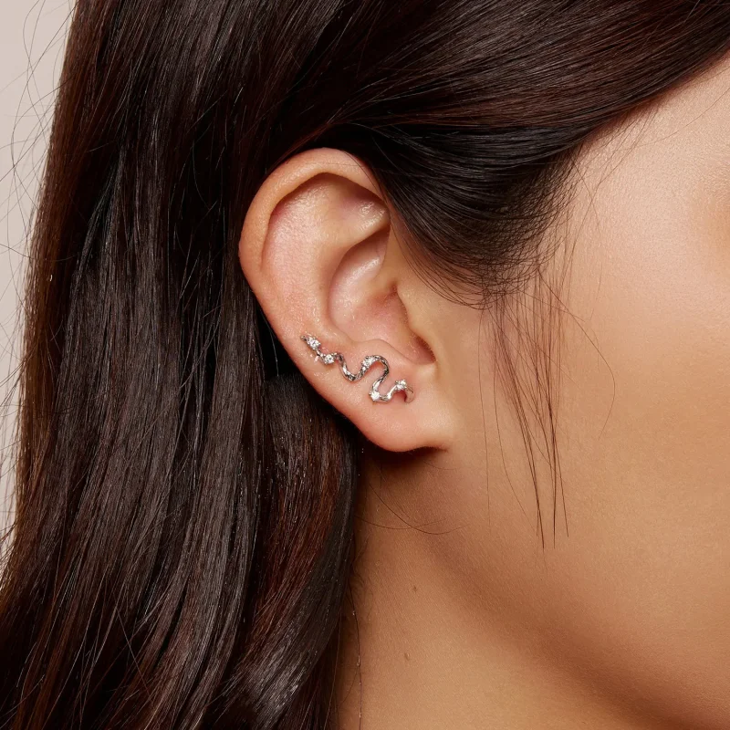 (slika za) Pandora Style Texture Lines Stud Uhani - SCE1599 - Ogled 6