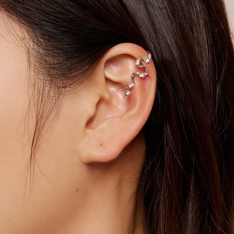 (slika za) Pandora Style Texture Lines Stud Uhani - SCE1599 - Ogled 7