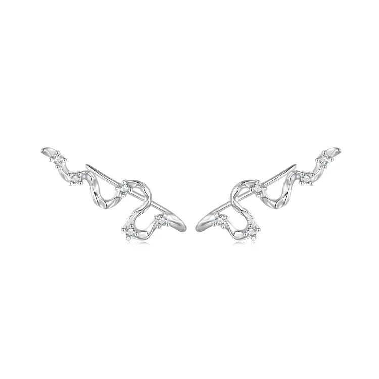 Pandora Style Texture Lines Stud Uhani - SCE1599