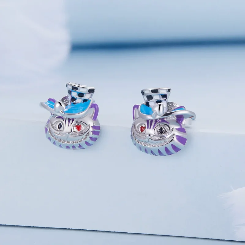 (slika za) Pandora Style Weird Magician Cat Stud Uhani - BSE823 - Ogled 2