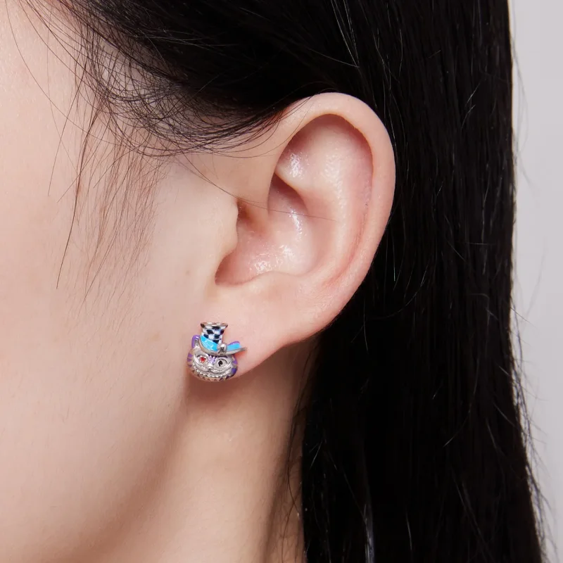 (slika za) Pandora Style Weird Magician Cat Stud Uhani - BSE823 - Ogled 7