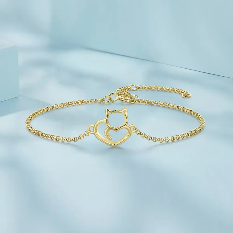 (slika za) Pozlačena zapestnica Pandora Style Cute Cat - SCB102-B - Ogled 3