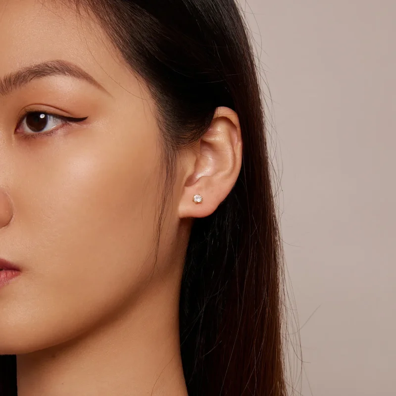 (slika za) Pozlačeni sijoči uhani iz cirkona v slogu Pandora - BSE615-4B - Ogled 2