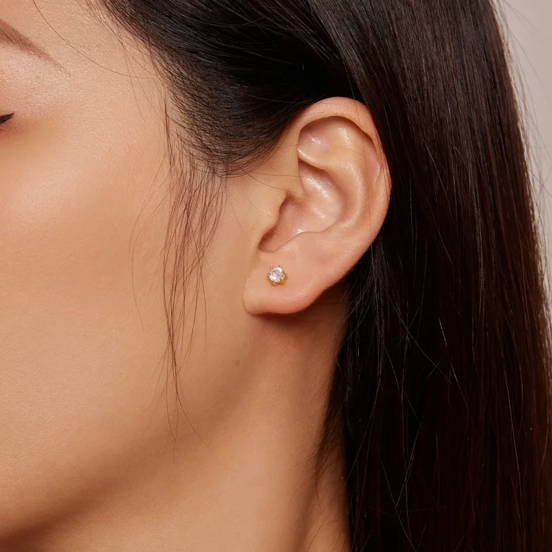 (slika za) Pozlačeni sijoči uhani iz cirkona v slogu Pandora - BSE615-4B - Ogled 3