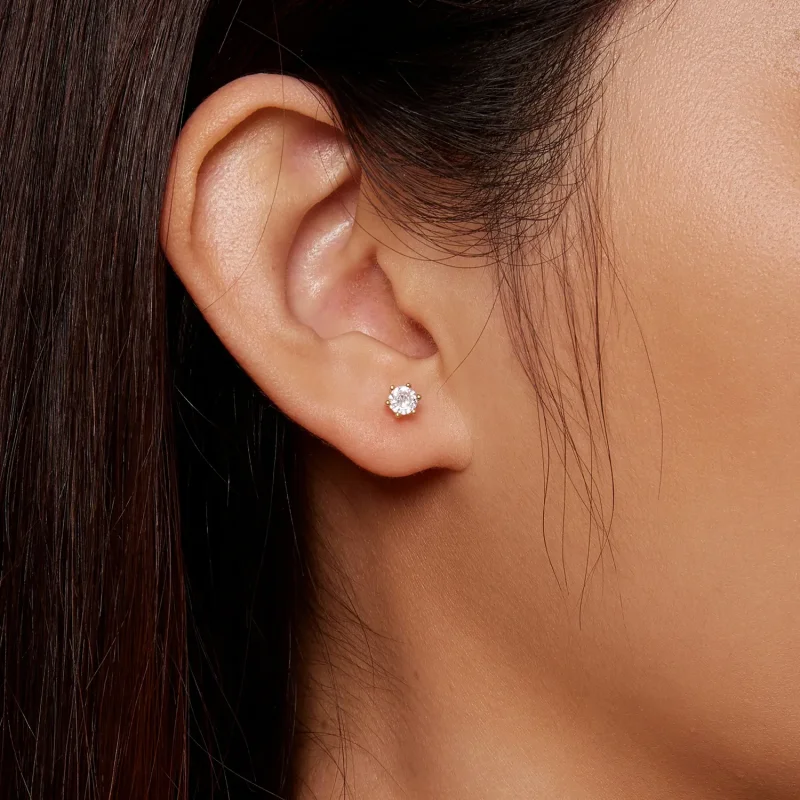 (slika za) Pozlačeni sijoči uhani iz cirkona v slogu Pandora - BSE615-4B - Ogled 4