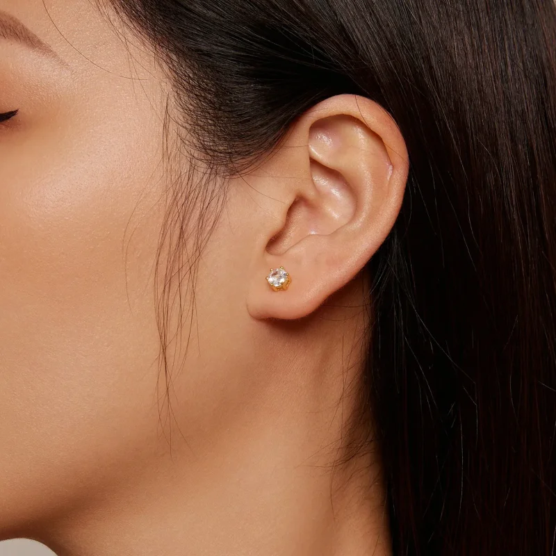 (slika za) Pozlačeni sijoči uhani iz cirkona v slogu Pandora - BSE615-5B - Ogled 3