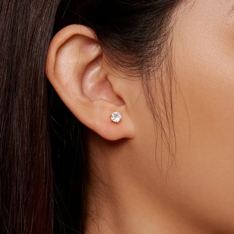 (slika za) Pozlačeni sijoči uhani iz cirkona v slogu Pandora - BSE615-5B - Ogled 4