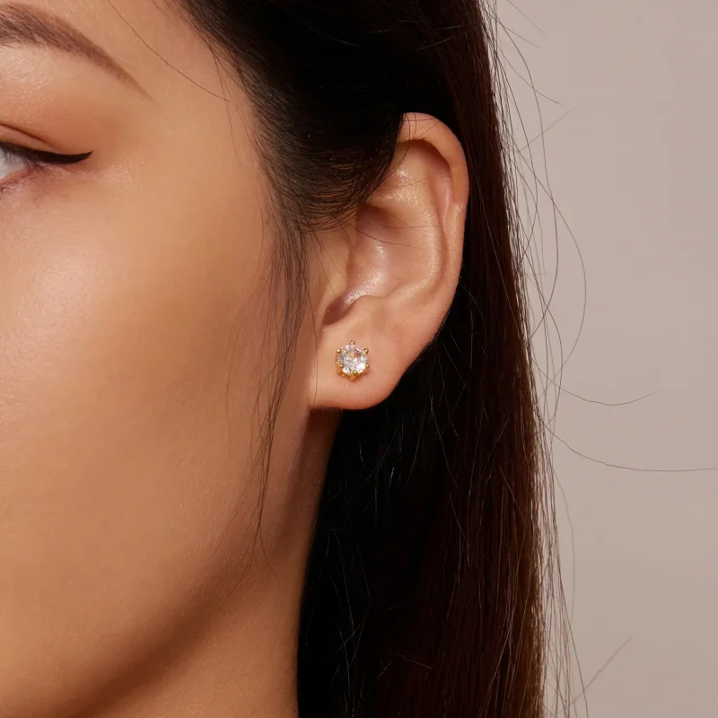 (slika za) Pozlačeni sijoči uhani iz cirkona v slogu Pandora - BSE615-6B - Ogled 2