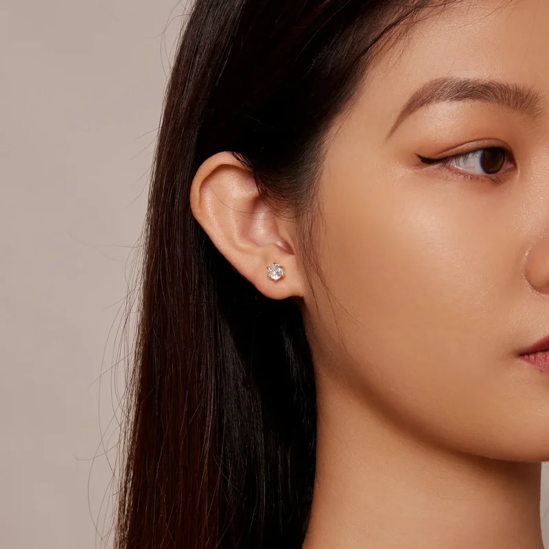 (slika za) Pozlačeni sijoči uhani iz cirkona v slogu Pandora - BSE615-6B - Ogled 4