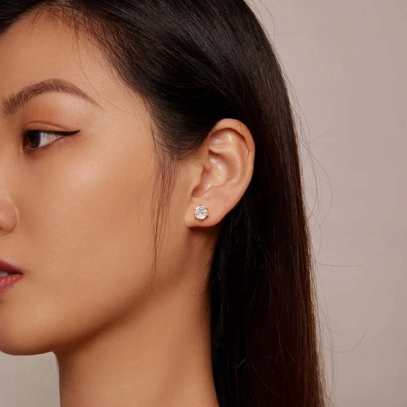 (slika za) Pozlačeni sijoči uhani iz cirkona v slogu Pandora - BSE615-7B - Ogled 5