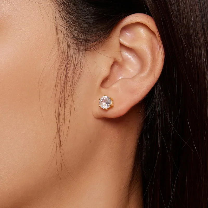 (slika za) Pozlačeni sijoči uhani iz cirkona v slogu Pandora - BSE615-7B - Ogled 7