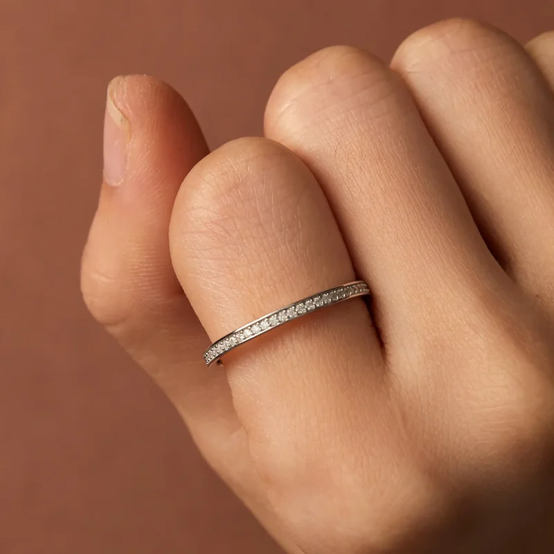 (slika za) Prstan Pandora Style Pave Moissanite - MSR030 - Ogled 7